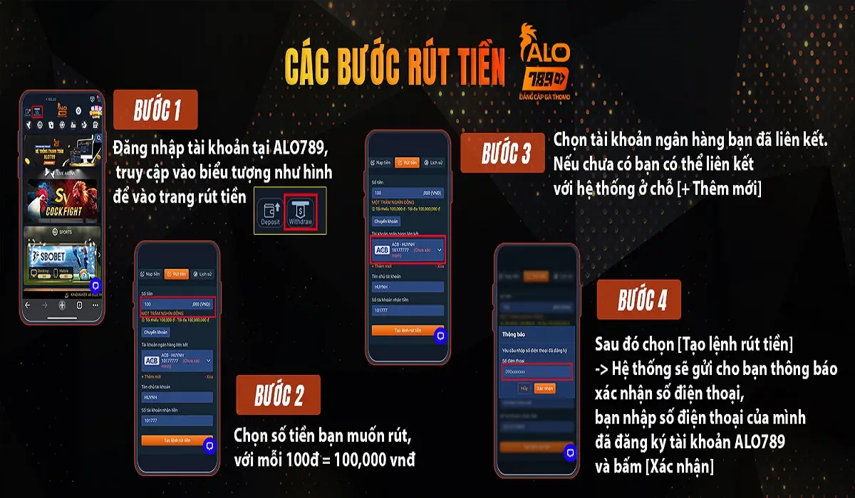 Lưu ý quan trọng khi rút tiền tại ALO789